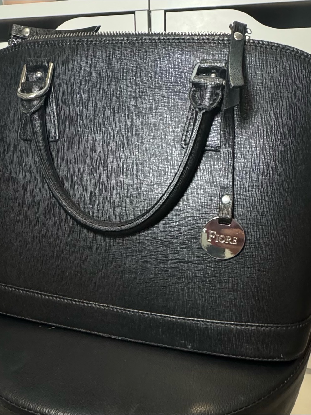 Black Textured Tote Bag - Women's Handbag